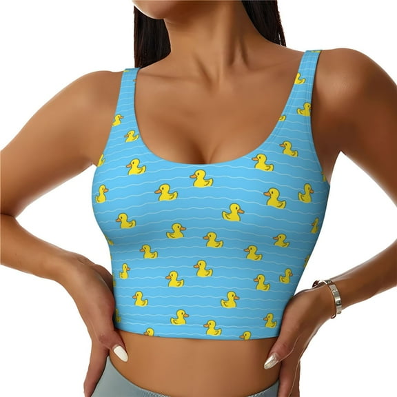 Hirioo Duck Swimming for Women's Sports Vest with Full-Print Design, Stretchy Fabric and Removable Pads-Large