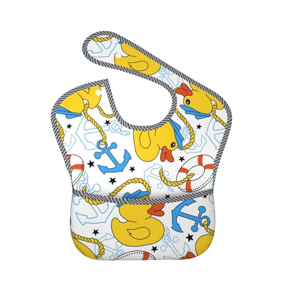 Hirioo Ducks and Anchors for Baby Waterproof Pocket Bib Adjustable Closed for Babies Toddlers with Large Pocket 6-24Months