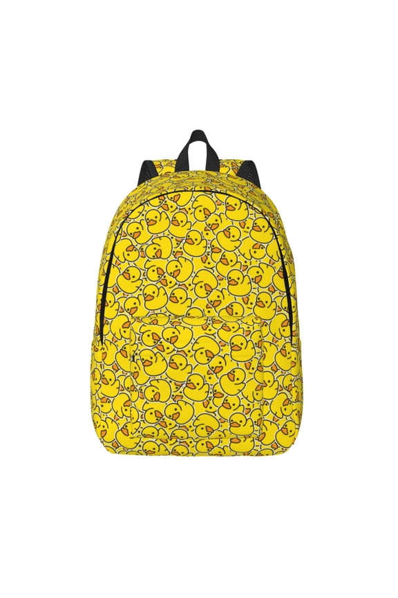Ducky Cartoon Animal Yellow Canvas Backpack, Durable Travel Backpack with Multiple Compartments,Large Capacity, Backpack for School, Hiking, Work