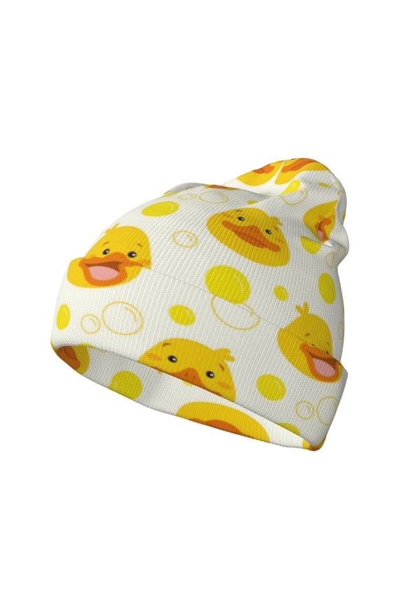 Ducky Cartoon for Men's Knit Cuffed Beanie for Outdoor Activities Unisex