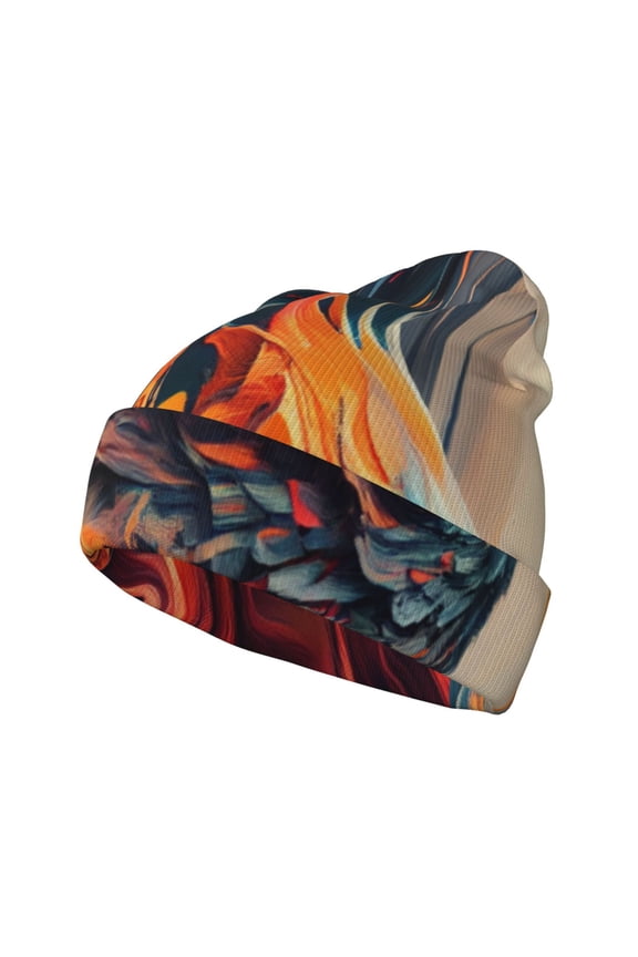 Dynamic Fire Bird Art for Men's Knit Cuffed Beanie for Outdoor Activities Unisex