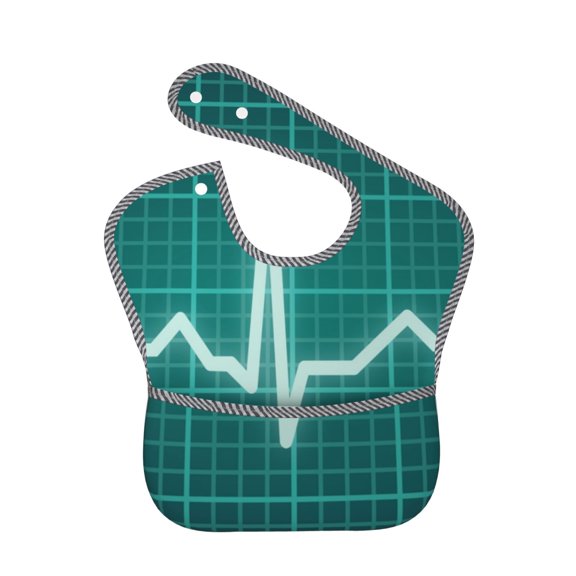Hirioo ECG Wave for Baby Waterproof Pocket Bib Adjustable Closed for Babies Toddlers with Large Pocket 6-24Months