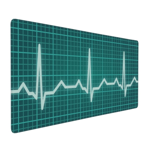 Hirioo ECG Wave for Mouse Pad ,Anti-Slip Base, Durable Stitched Edges, Perfect for Gaming, Office, and Home Use,16x35.5in
