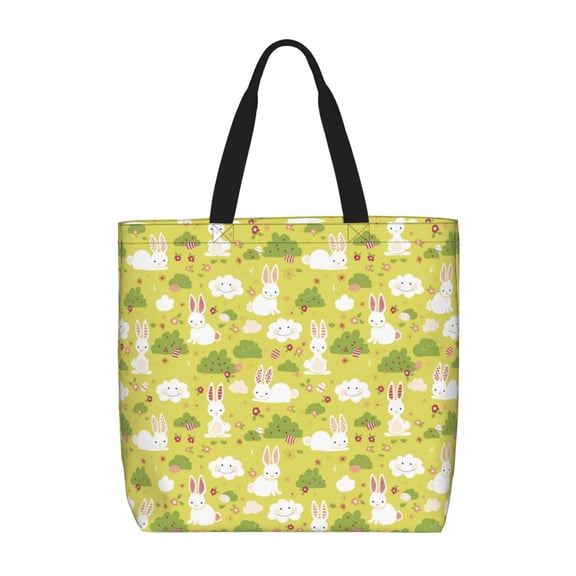 Hirioo Easter Bunny for Tote Bag for Women, Quilted Shoulder Bag with Zipper, Large Capacity Handbags for Casual, Travel, Work
