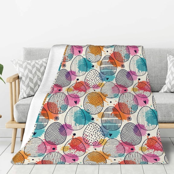 Hirioo Easter Egg for Flannel Blanket, Cozy and Warm Throw for Bed or Couch ,Perfect for All Seasons-40"x30"