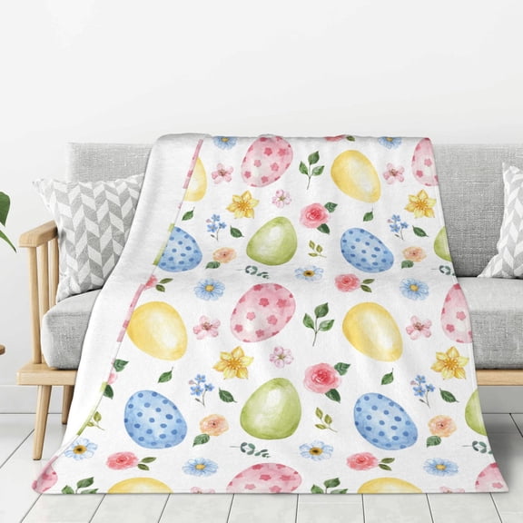 Hirioo Easter Egg3 for Flannel Blanket, Cozy and Warm Throw for Bed or Couch ,Perfect for All Seasons-50"x40"