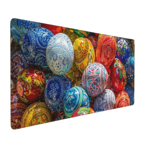 Hirioo Easter Eggs for Mouse Pad ,Anti-Slip Base, Durable Stitched Edges, Perfect for Gaming, Office, and Home Use,16x35.5in