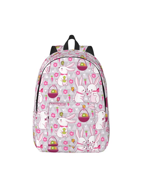 Easter Rabbit Canvas Backpack, Durable Travel Backpack with Multiple Compartments,Large Capacity, Backpack for School, Hiking, Work