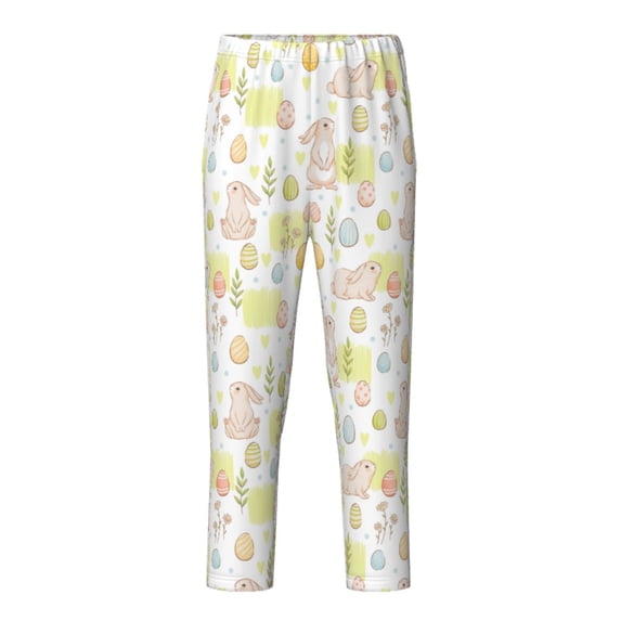 Hirioo Easter Rabbit for Teenagers' Pajama Pants Womens Lounge Pants with Pockets Pj Bottoms Pants for Men-XS(5-6)