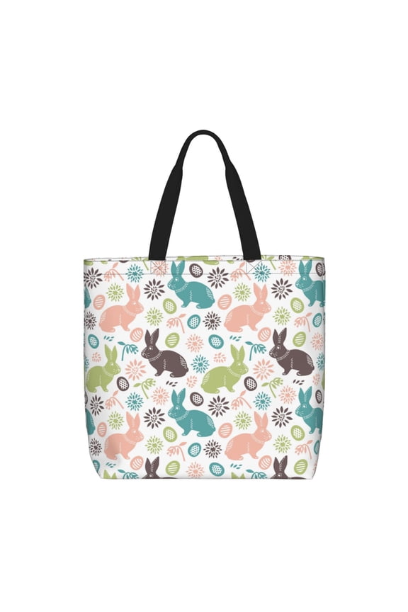 Easter Rabbit for Tote Bag for Women, Quilted Shoulder Bag with Zipper, Large Capacity Handbags for Casual, Travel, Work
