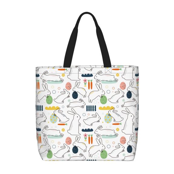 Hirioo Easter Rabbit for Tote Bag for Women, Quilted Shoulder Bag with Zipper, Large Capacity Handbags for Casual, Travel, Work