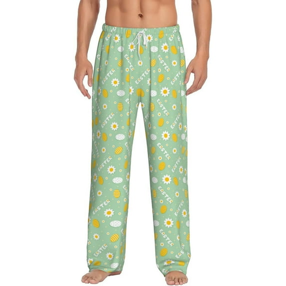 Hirioo Easter with eggs and flowers for Women's PJ Pajama Pants Sleep Pants Women's Home Trousers with Pockets,S-3XL-X-Large