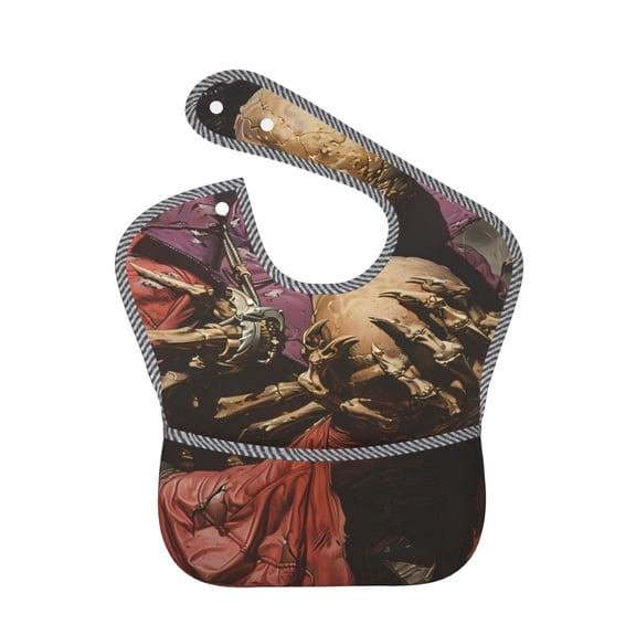 Hirioo Eerie Skull Holding Another for Baby Waterproof Pocket Bib Adjustable Closed for Babies Toddlers with Large Pocket 6-24Months