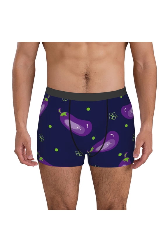 Eggplant for Men's Boxer Briefs Men Cotton Underwear Boxer Briefs Panties-Large