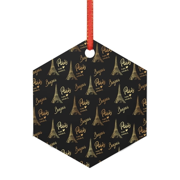 Hirioo Eiffel Tower for Acrylic Christmas Pendant Hanging Christmas Tree Ornaments, Car, Home, Office Gift Decor-Hexagon