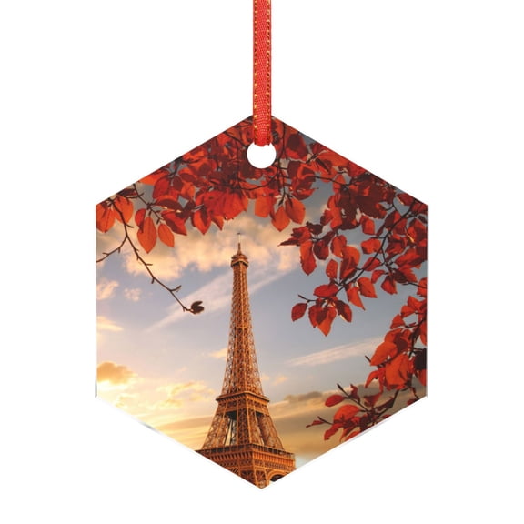 Hirioo Eiffel Tower for Acrylic Christmas Pendant Hanging Christmas Tree Ornaments, Car, Home, Office Gift Decor-Hexagon