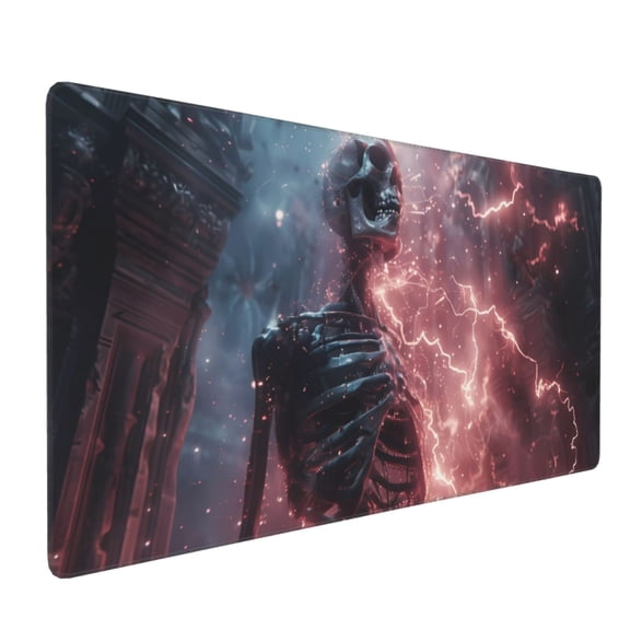 Hirioo Electric Skeleton Surrealism for Mouse Pad ,Anti-Slip Base, Durable Stitched Edges, Perfect for Gaming, Office, and Home Use,16x35.5in