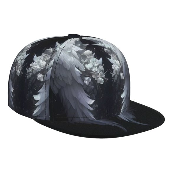Hirioo Elegant Feathered Floral Wings for Baseball Cap Men Cap Flat Brim for Men Women Teens Adjustable Baseball Cap