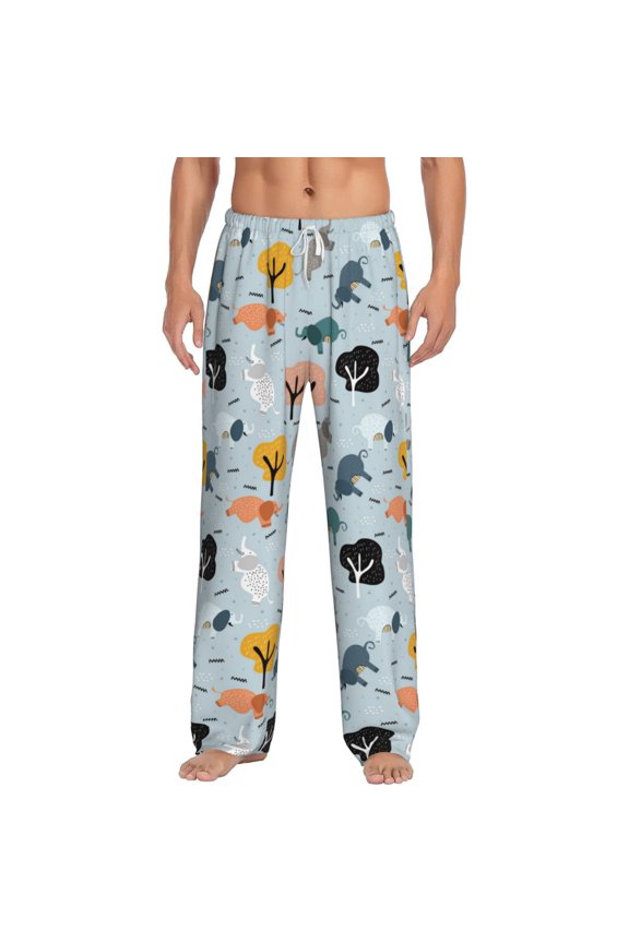 Elephant Tree for Men's PJ Pajama Pants Sleep Pants Men's Home Trousers with Pockets,S-3XL-3X-Large