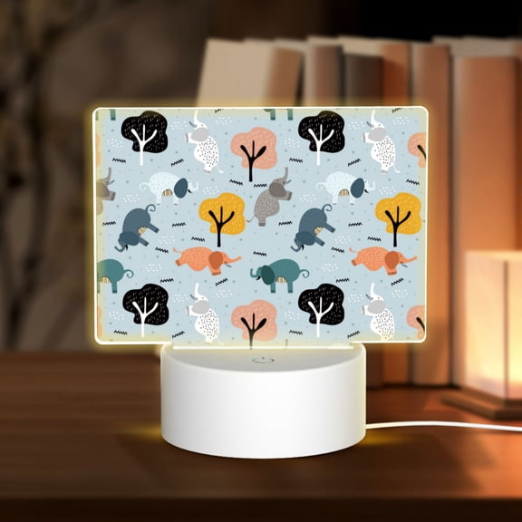 Hirioo Elephant Tree for Rectangular Acrylic with Night Light Best Gifts for Lover Girl Mom, Valentine's Day Anniversary Birthday Wedding Present