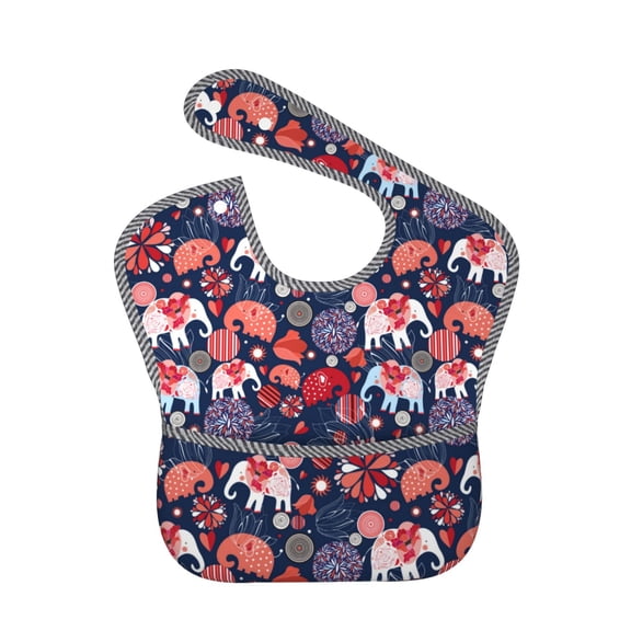 Hirioo Elephants for Baby Waterproof Pocket Bib Adjustable Closed for Babies Toddlers with Large Pocket 6-24Months