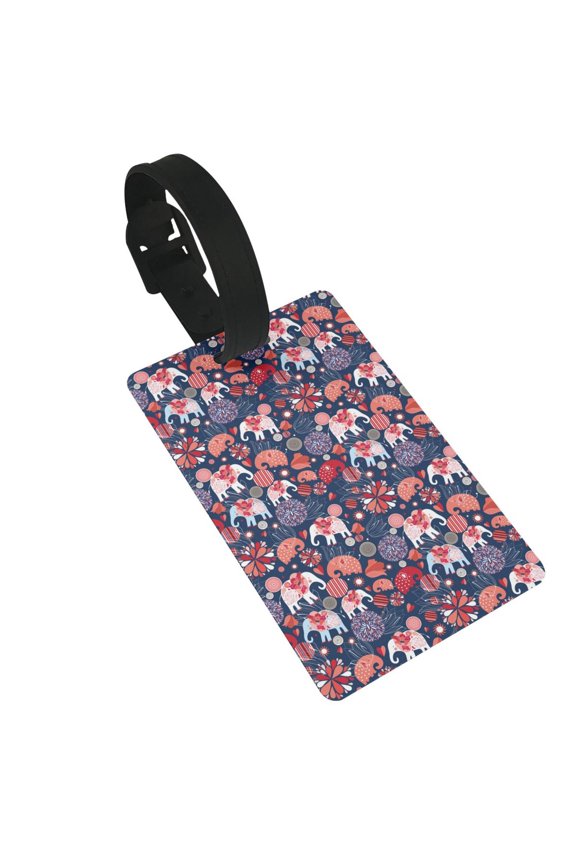 Elephants for Luggage ID Tag with Adjustable Strap Travel Baggage Bag Tags Suitcase Identify Labels for Women Men