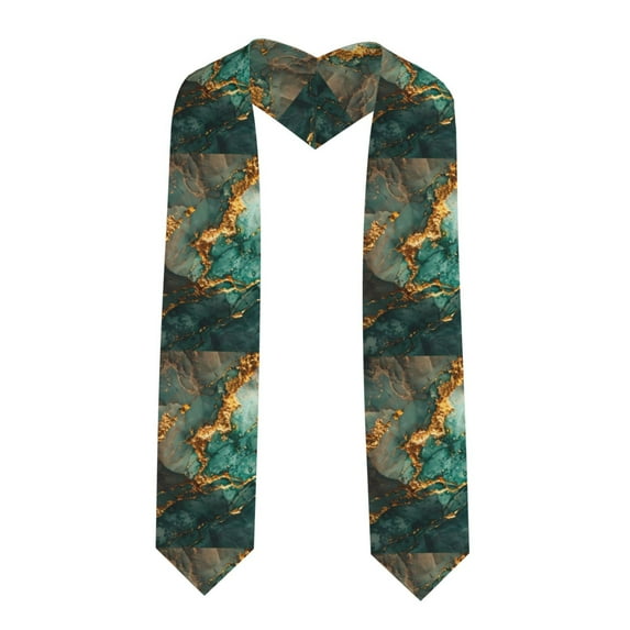 Hirioo Emerald Color Gold Marble for 72" Graduation Shawl Stole Unisex Adults Graduation Sash Honor Graduation Stole for High School and College-Sharp Corner