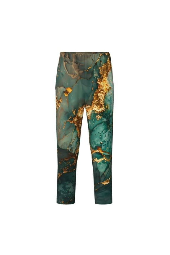 Emerald Color Gold Marble for Teenagers' Pajama Pants Womens Lounge Pants with Pockets Pj Bottoms Pants for Men-Small
