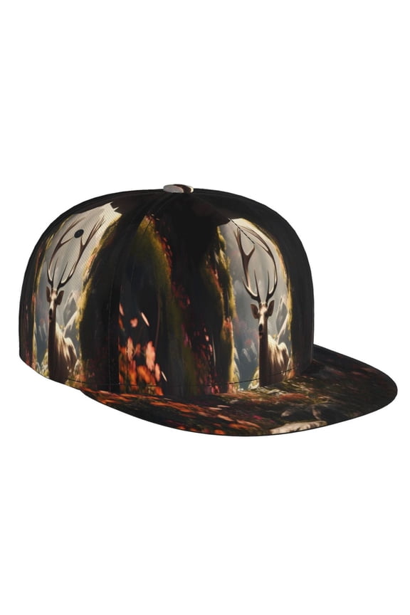 Enchanted Deer In Cave for Baseball Cap Men Cap Flat Brim for Men Women Teens Adjustable Baseball Cap
