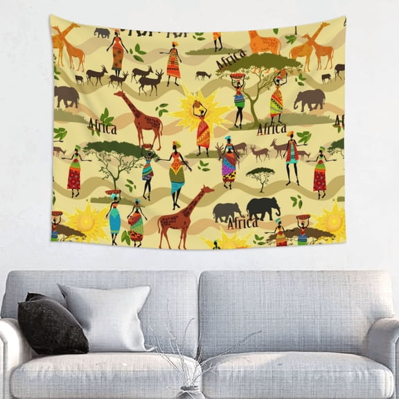 Hirioo Ethnic African Print Tapestry Lightweight Fabric for Bedroom Aesthetic Home Wall Dorm Dcor Living Room Decor 29x37 Inch