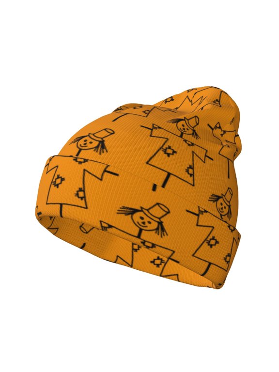 Fall Cute Simple Scarecrow for Men's Knit Cuffed Beanie for Outdoor Activities Unisex