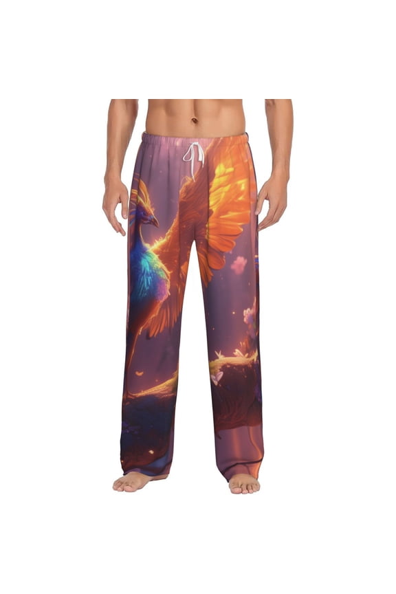 Fantasy Bird Illustration for Men's PJ Pajama Pants Sleep Pants Men's Home Trousers with Pockets,S-3XL-Medium