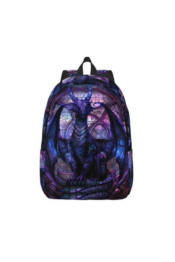 Fantasy Dragon In Cathedral Canvas Backpack, Durable Travel Backpack with Multiple Compartments,Large Capacity, Backpack for School, Hiking, Work