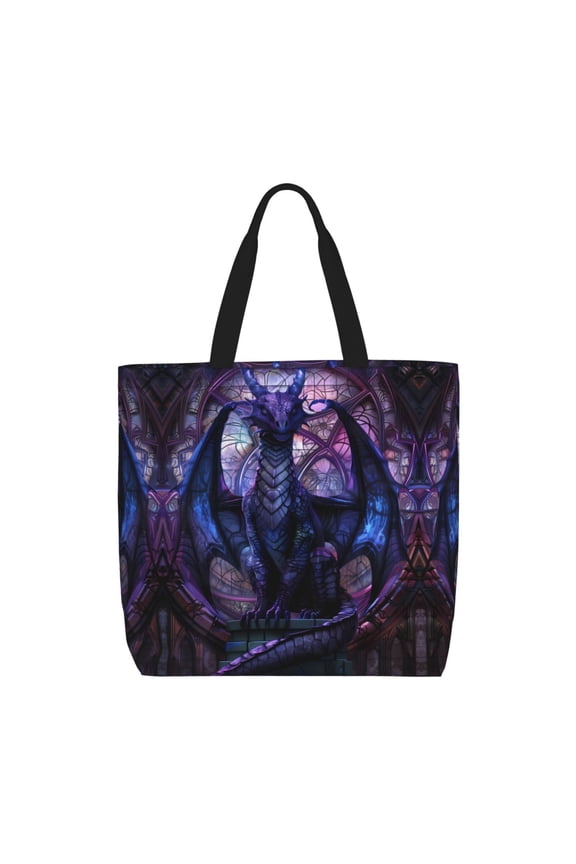 Fantasy Dragon In Cathedral for Tote Bag for Women, Quilted Shoulder Bag with Zipper, Large Capacity Handbags for Casual, Travel, Work