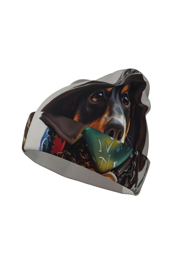 Fantasy Wizard Dog Art for Men's Knit Cuffed Beanie for Outdoor Activities Unisex