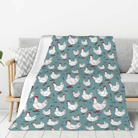 Hirioo Farm Birds for Flannel Blanket, Cozy and Warm Throw for Bed or Couch ,Perfect for All Seasons-80"x60"