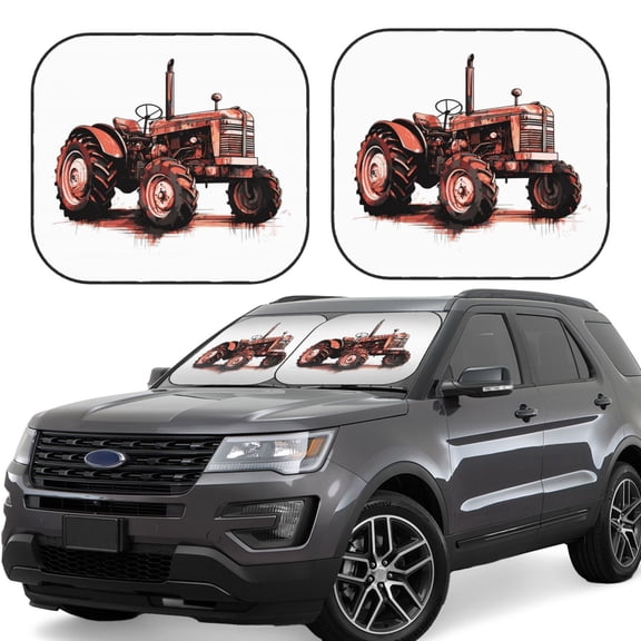 Hirioo Farm Tractor for 2PCS Windshield Sun Shade Foldable | Front Windshield Shade for Sun, Heat and UV Rays-Large