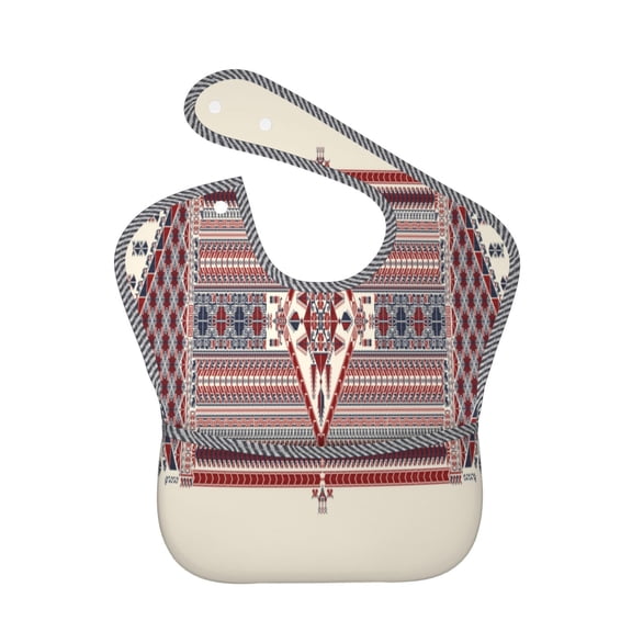 Hirioo Fashion Tatreez for Baby Waterproof Pocket Bib Adjustable Closed for Babies Toddlers with Large Pocket 6-24Months