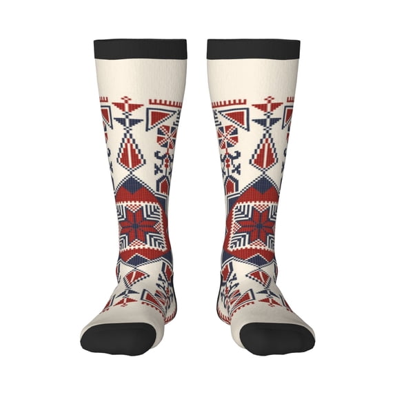 Hirioo Fashion Tatreez1 for Adult Stockings Breathable Sock Non-Pilling,Contrasting Color Design