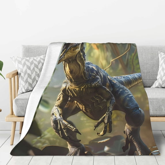 Hirioo Ferocious Dinosaur for Flannel Blanket, Cozy and Warm Throw for Bed or Couch ,Perfect for All Seasons-40"x30"
