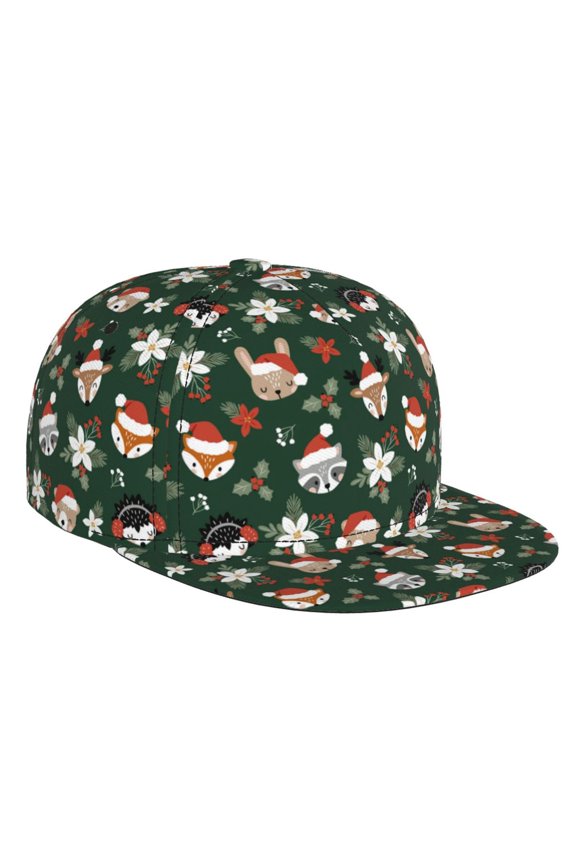Festive Forest Friends for Baseball Cap Men Cap Flat Brim for Men Women Teens Adjustable Baseball Cap