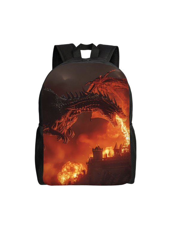 Fiery Dragons Castle Attack for Travel Backpack for Women Men, Lightweight and Durable,Gift for Weekender, College, Work,and Outdoor Activities