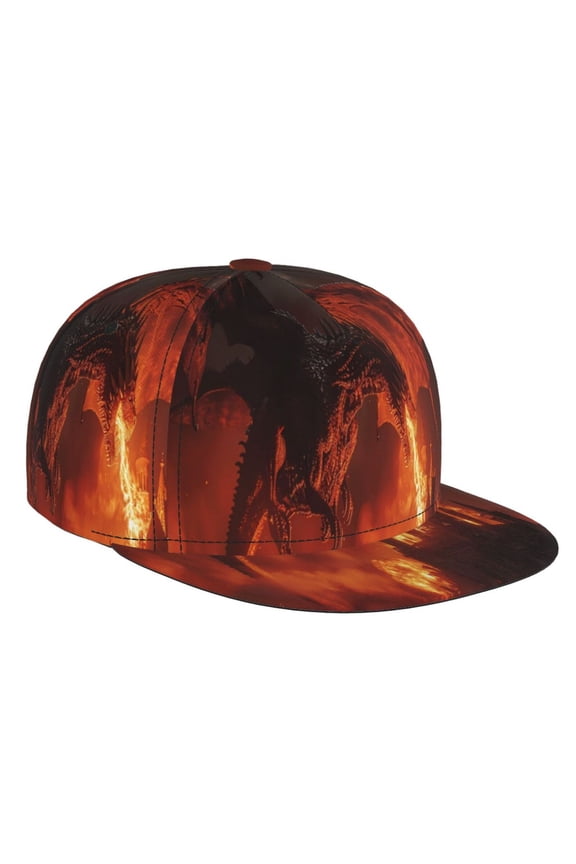 Fiery Dragons Castle Attack for Baseball Cap Men Cap Flat Brim for Men Women Teens Adjustable Baseball Cap