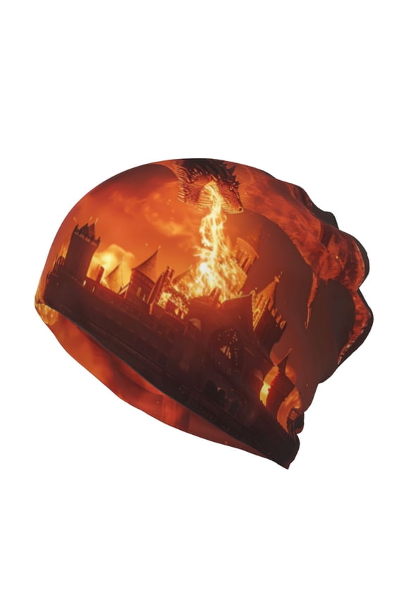 Fiery Dragons Castle Attack for Multifunction Beanie Hat for Men and Women Unisex for Winter Sports, Outdoor Activities, and Daily Wear