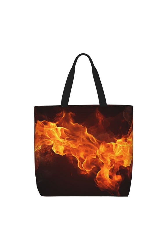 Fiery Orange Flames Energy for Tote Bag for Women, Quilted Shoulder Bag with Zipper, Large Capacity Handbags for Casual, Travel, Work