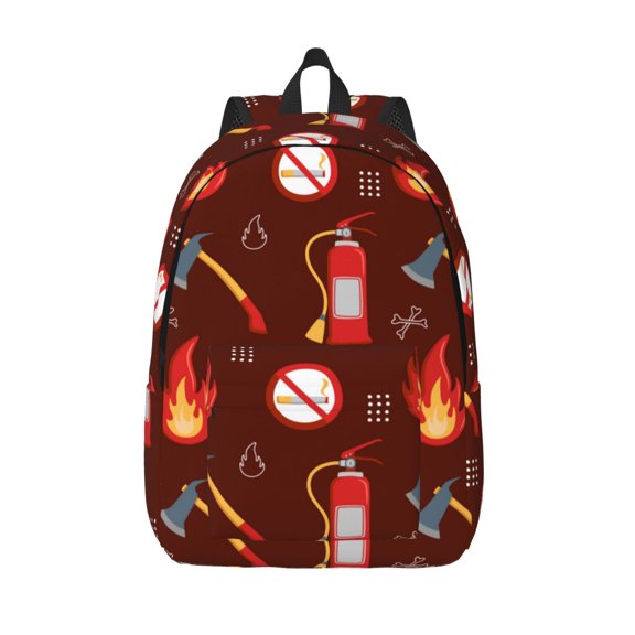 Hirioo Fire Extinguisher Canvas Backpack, Durable Travel Backpack with Multiple Compartments,Large Capacity, Backpack for School, Hiking, Work