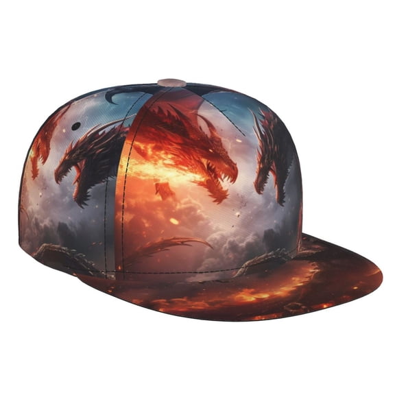 Hirioo Fire Sky Dragon for Baseball Cap Men Cap Flat Brim for Men Women Teens Adjustable Baseball Cap