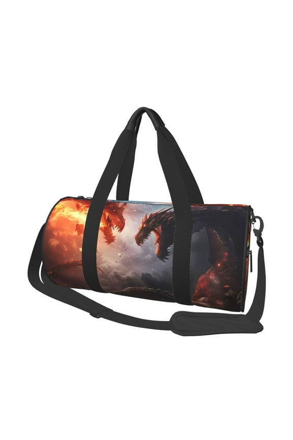 Fire Sky Dragon for Round Large Capacity Travel Luggage Bag Weekend Getaway Bag for Gym Beach Swim Bag Men Women
