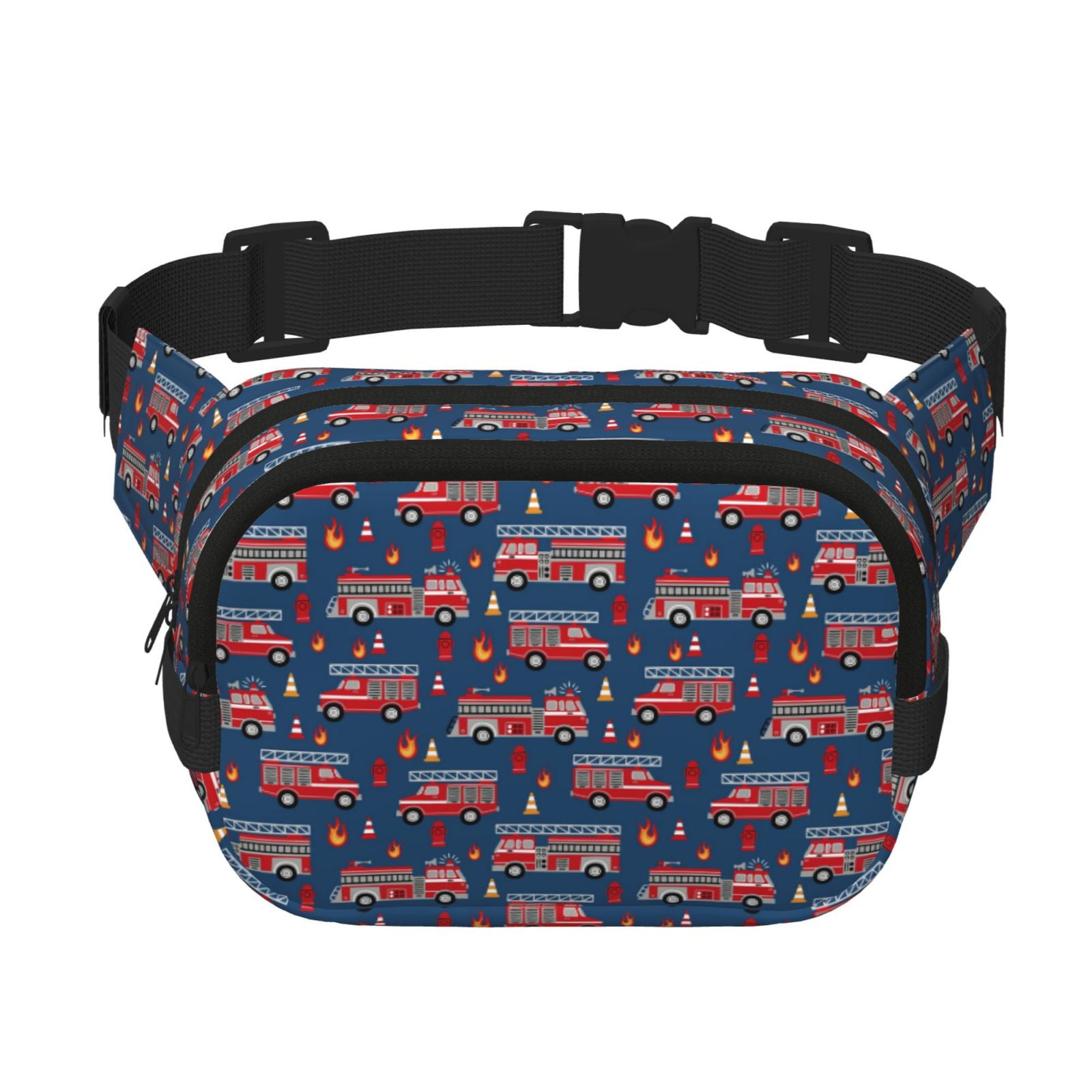Hirioo Fire Truck 1 for Double Layer Waist Bag Adjustable Fanny Pack For Travel Running Hiking