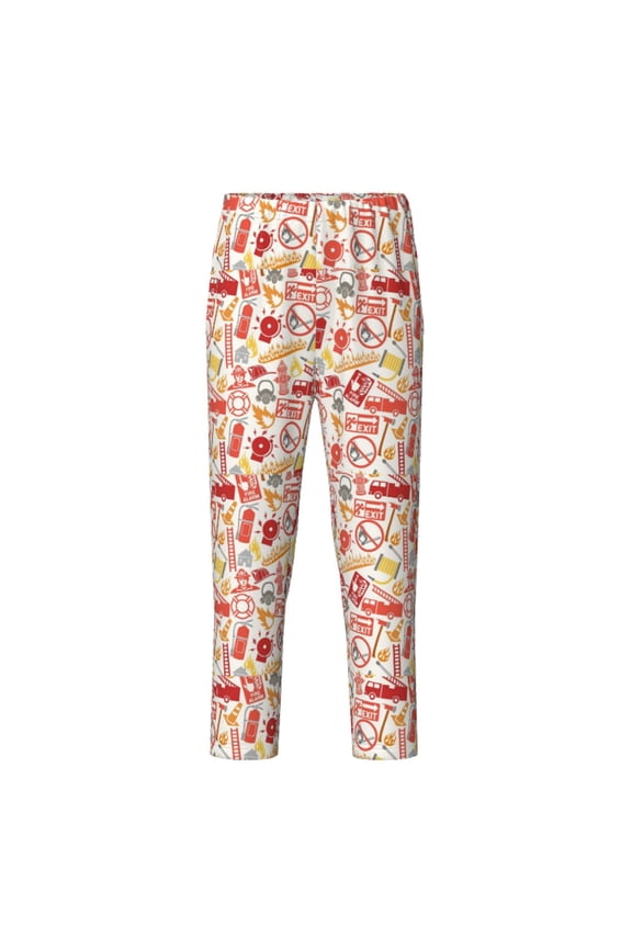 Firefighter Icons for Teenagers' Pajama Pants Womens Lounge Pants with Pockets Pj Bottoms Pants for Men-Large